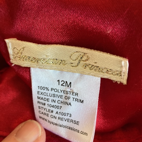 American Princess Red Holiday Dress-12 M - Picture 7 of 10